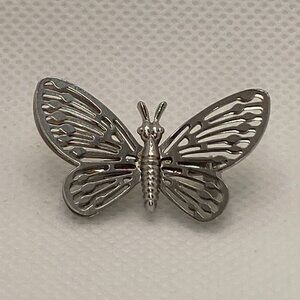 Vintage Butterfly Brooch Pin Silver Tone Small